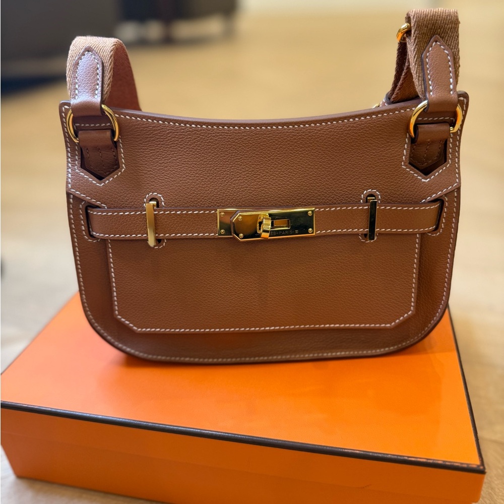 HERMES AUTHENTIC mini Jypsiere Gold Color With Gold Hardware In Clemence Leather